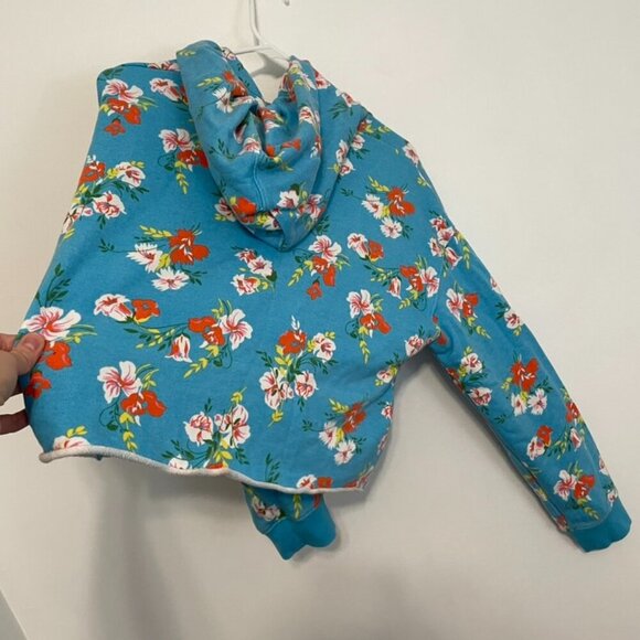 LEVI'S LEVIS Floral Raw Cut Hoodie Sweatshirt Blue Multi Hawaiian Cropped Crop - Picture 15 of 16